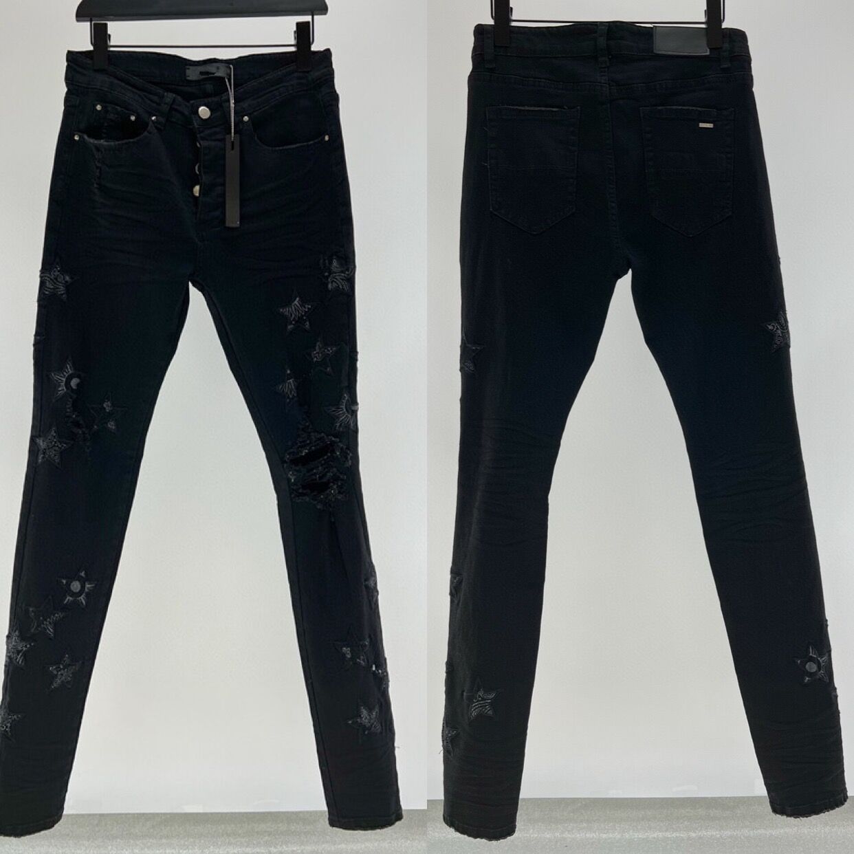 Mens Designer Jeans star Ripped Jean Man Slim Jeans Casual Zipper Trousers For Male Stretch Trouser Cashew flower patch Hip Hop Denim Pants black cargo pants
Mens Designer Jeans star Ripped Jean Man Slim Jeans Casual Zipper Trousers For Male Stretch Trouser Cashew flower patch Hip Hop Denim Pants black cargo pants