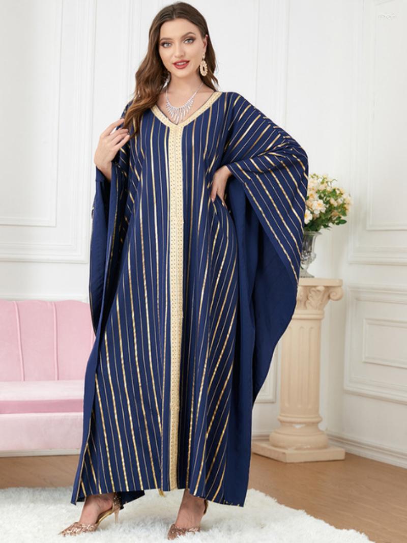 Ethnic Clothing Dubai Abaya Kimono Femme Batwing Sleeve V-Neck Stripe Oversized Abayat Moroccan Kaftan Turkish Dresses For Women
Ethnic Clothing Dubai Abaya Kimono Femme Batwing Sleeve V-Neck Stripe Oversized Abayat Moroccan Kaftan Turkish Dresses For Women