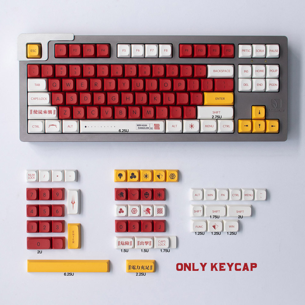 EVANGELION-02 134 Keys EVA Second Machine PBT Keycap DYE-SUB XDA Height DIY Ball Cap Mechanical Keyboard Key Cap 61/64/68/75/84
