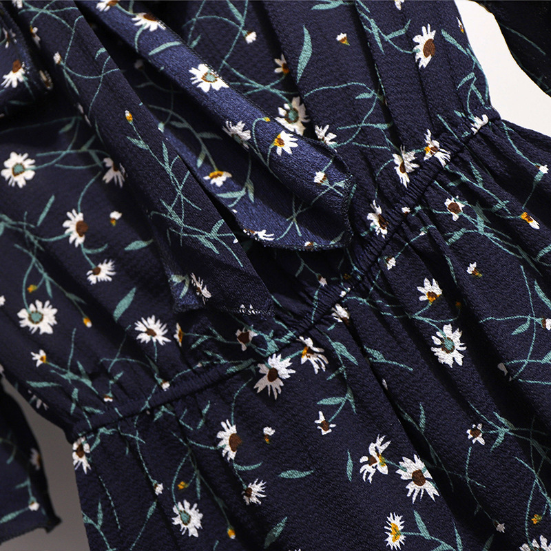 Casual Dresses 150Kg Plus Size Women's Bust 150 Summer Loose Temperament V-Neck Tie Short Sleeve Floral Chiffon Dress 5XL 6XL 7XL 8XL 9XL 230316