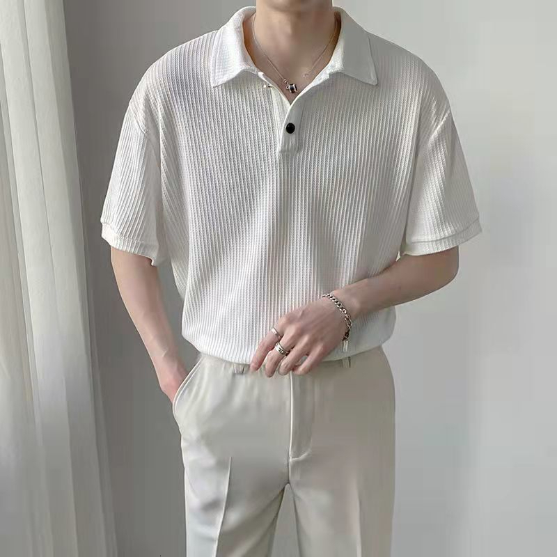 Men's Polos Summer Men Clothing Short Sleeve Polo Shirt Trendy Casual Solid Color Lapel Button Up Designer Shirt Men T-shirt 230316, Black
Men's Polos Summer Men Clothing Short Sleeve Polo Shirt Trendy Casual Solid Color Lapel Button Up Designer Shirt Men T-shirt 230316, Black