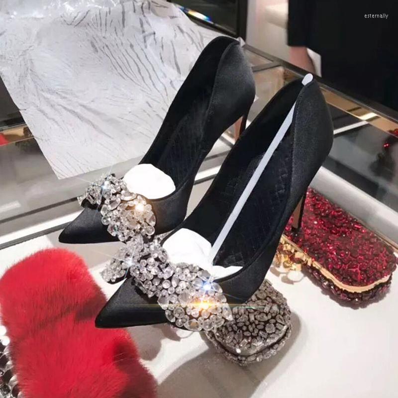 Dress Shoes Ladies Rhinestone Bowtie Silk Wedding Pumps Thin Stiletto Heel Pointed Toe Female Crystal Low Out Slip On High Heeled, 10 cm color 2
Dress Shoes Ladies Rhinestone Bowtie Silk Wedding Pumps Thin Stiletto Heel Pointed Toe Female Crystal Low Out Slip On High Heeled, 10 cm color 2