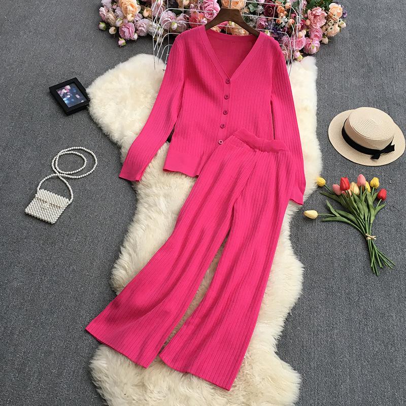 Women's Two Piece Pants Spring Capris Knitted 2 Sets Women Long Sleeve Candy Color V-neck Cardigan Suits Korean Casual Wide Leg Outfits, Blue
Women's Two Piece Pants Spring Capris Knitted 2 Sets Women Long Sleeve Candy Color V-neck Cardigan Suits Korean Casual Wide Leg Outfits, Blue
