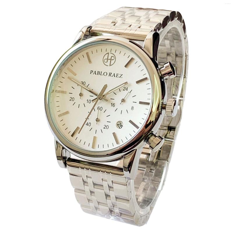 Wristwatches PABLO RAEZ Full Stainless Steel Chronograph Male Watch Luxury Fashion Top Quality Calendar Quartz Man Wristwatch Business, White
Wristwatches PABLO RAEZ Full Stainless Steel Chronograph Male Watch Luxury Fashion Top Quality Calendar Quartz Man Wristwatch Business, White