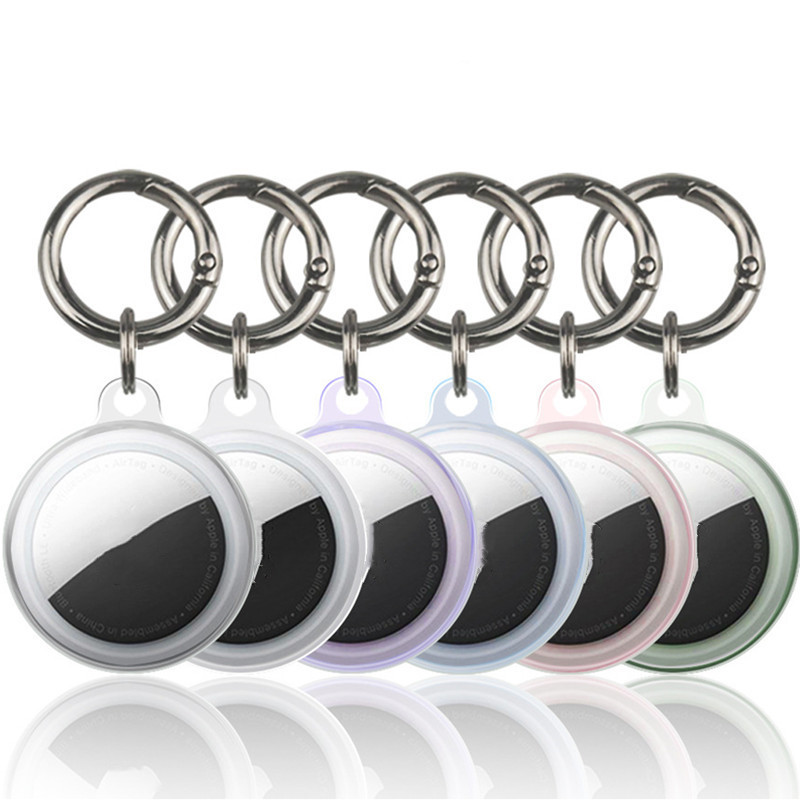 6 Colors In Stock Transparent AirTag Trackers Case Loop Soft TPU Silicone Protective Cases Anti-lost Device Finder Keychain Tracker Protect Cover