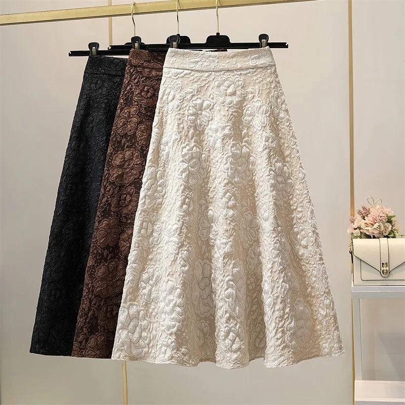 Skirts Lace Vintage Skirt Womens Spring Autumn High Waist Hollow Embroidery Floral Large Swing Umbrella Skirt Faldas Aesthetic 230314, Apricot
Skirts Lace Vintage Skirt Womens Spring Autumn High Waist Hollow Embroidery Floral Large Swing Umbrella Skirt Faldas Aesthetic 230314, Apricot