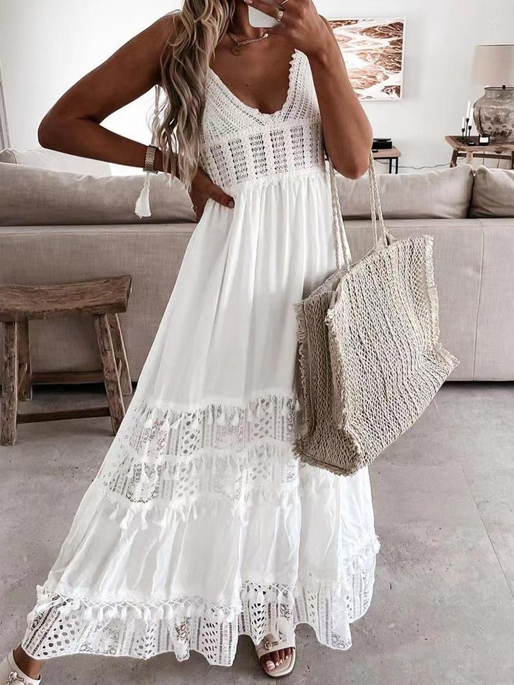 Casual Dresses Summer Sexy V-Neck Solid Sling Dress Lady Vintage Long Party Elegant Lace Patchwork Sleeveless Backless Beach, 04 beige
Casual Dresses Summer Sexy V-Neck Solid Sling Dress Lady Vintage Long Party Elegant Lace Patchwork Sleeveless Backless Beach, 04 beige