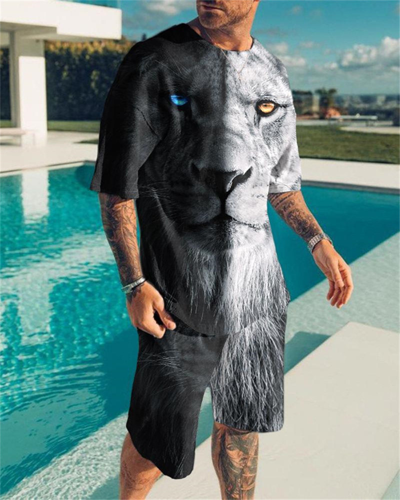 Men's Tracksuits Summer Men's Oversized T-Shirt Short Sleeve Sportswear Suit White Black Crew Neck Lion Print Fashion Clothes 230316, Ts1380
Men's Tracksuits Summer Men's Oversized T-Shirt Short Sleeve Sportswear Suit White Black Crew Neck Lion Print Fashion Clothes 230316, Ts1380
