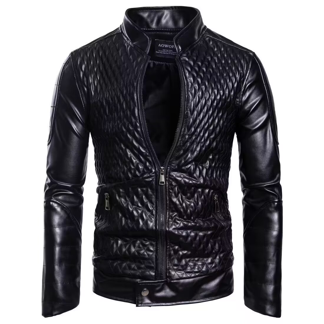 Men's designer PU leather jacket fashion autumn and winter slim motorcycle casual coat, Black
Men's designer PU leather jacket fashion autumn and winter slim motorcycle casual coat, Black