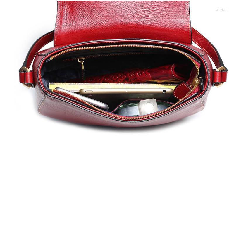 Free Shipping Evening Bags Chinese National Style Women Cowhide Leather Bag Female Crossbody Retro Emed Saddle Shoulder Designer Bag Luxury Bag Tote B