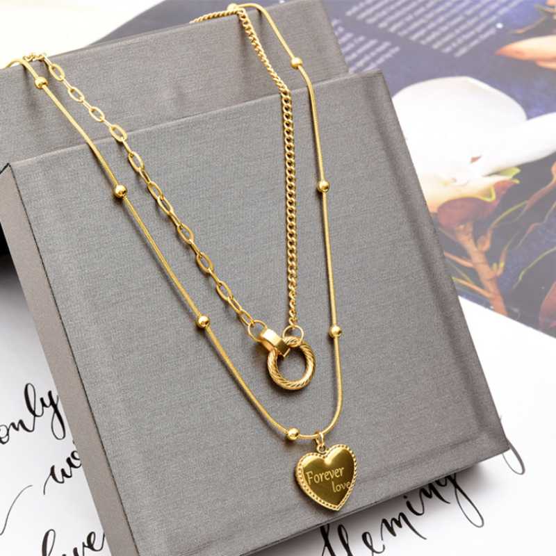 Pendant Necklaces 316L Stainless Steel Fashion Upscale Jewelry 2 Layer Forever Love Charms Thick Chain Choker & Pendants For Women
Pendant Necklaces 316L Stainless Steel Fashion Upscale Jewelry 2 Layer Forever Love Charms Thick Chain Choker & Pendants For Women