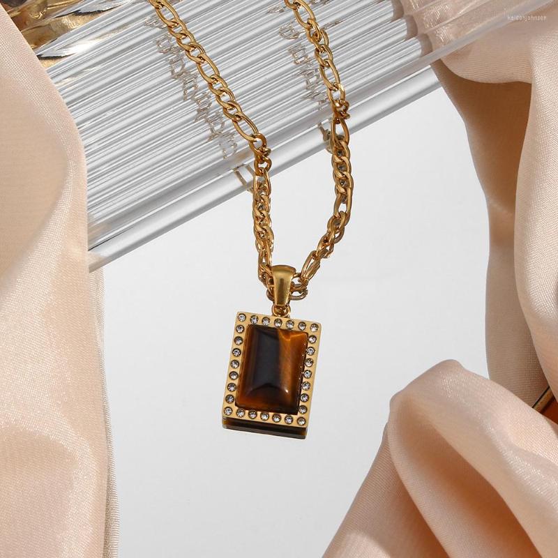 Pendant Necklaces Official Store Stainless Steel Natural Stone Tiger's Eye Square Necklace Crystal Paved Gemstone
Pendant Necklaces Official Store Stainless Steel Natural Stone Tiger's Eye Square Necklace Crystal Paved Gemstone