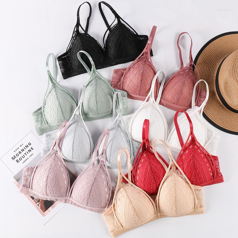 Bras Sexy Floral Lace For Women Deep V Lingerie Beauty Back Wire Free Bralette Thin Top Female Underwear Push Up Bra Brassiere, White 
Bras Sexy Floral Lace For Women Deep V Lingerie Beauty Back Wire Free Bralette Thin Top Female Underwear Push Up Bra Brassiere, White
