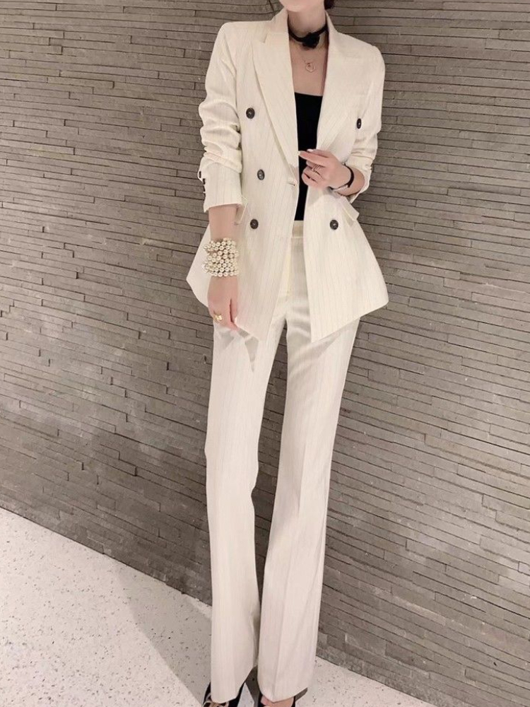 Women's Suits Blazers Women Fashion Elegant Casual Business Trousers Suit Office Slim Vintage Formal Blazer Pantsuit Femme Outfits Two Pieces Set 230316, Creamy-white
Women's Suits Blazers Women Fashion Elegant Casual Business Trousers Suit Office Slim Vintage Formal Blazer Pantsuit Femme Outfits Two Pieces Set 230316, Creamy-white