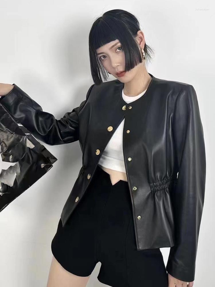 Women' Leather 2023 Spring Autumn Women Real Natural Sheepskin Coat Retro O-neck Single-breasted Jacket Loose Warm Outerwear, Brown
Women' Leather 2023 Spring Autumn Women Real Natural Sheepskin Coat Retro O-neck Single-breasted Jacket Loose Warm Outerwear, Brown