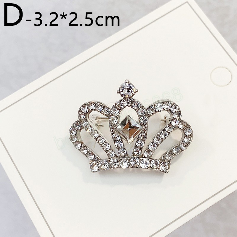 Fashion Crown Brooches Suit Lapel Pins Clear Rhinestone Pins Dress Decoration Buckle Jewelry Accessories For Women Gift
