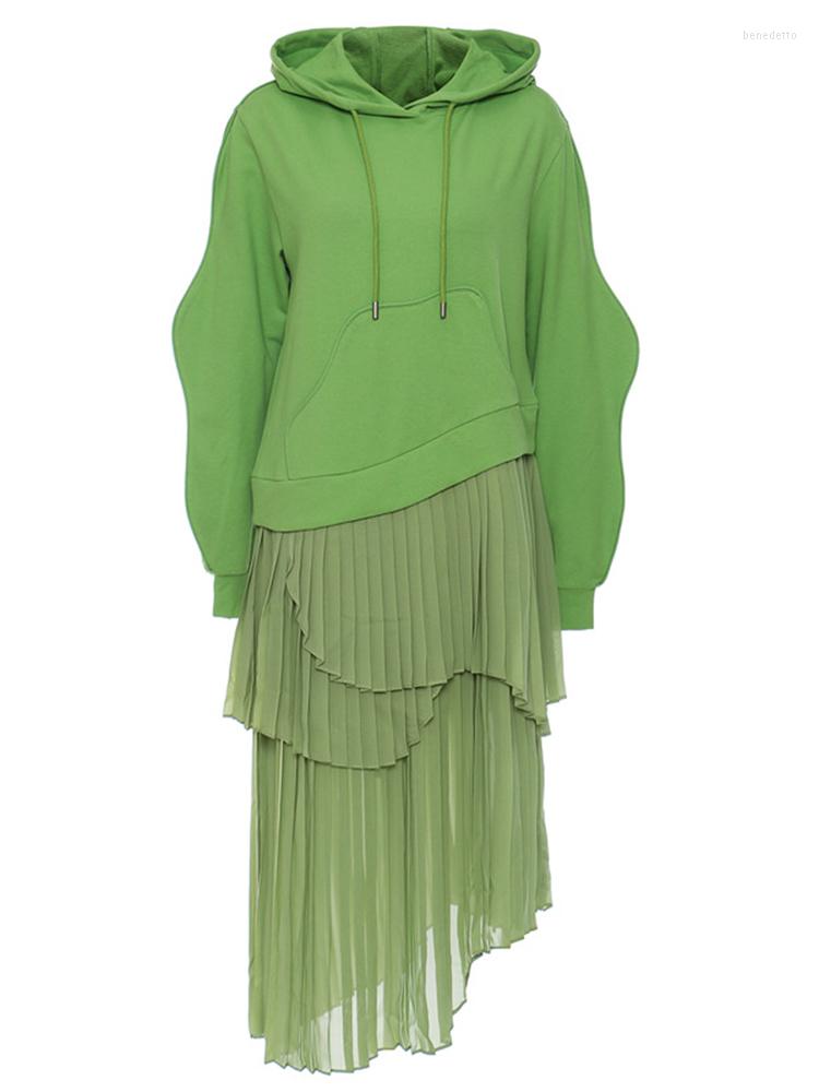Casual Dresses Women Green Irregular Pleated Long Big Size Dress Hooded Sleeve Loose Fit Fashion Tide Spring Autumn 2023 N597
Casual Dresses Women Green Irregular Pleated Long Big Size Dress Hooded Sleeve Loose Fit Fashion Tide Spring Autumn 2023 N597