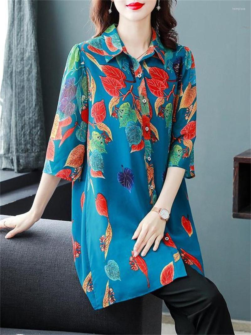 Women's Blouses 4XL Women Spring Summer Shirts Lady Fashion Casual Half Sleeve Turn-down Collar Flower Printing Blusas Tops MM2005, Blue
Women's Blouses 4XL Women Spring Summer Shirts Lady Fashion Casual Half Sleeve Turn-down Collar Flower Printing Blusas Tops MM2005, Blue