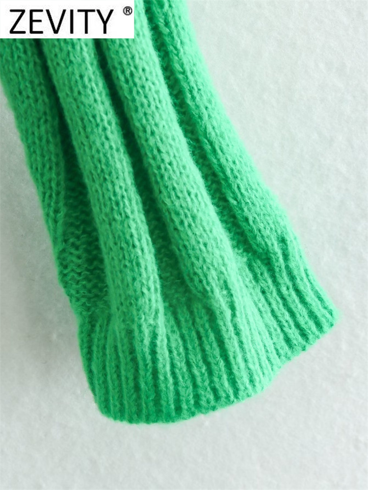 Casual Dresses Zevity Women Fashion Green Color Rib Knitting Dress Female Basic O Neck Long Sleeve Casual Slim Vestidos DS2656 230316