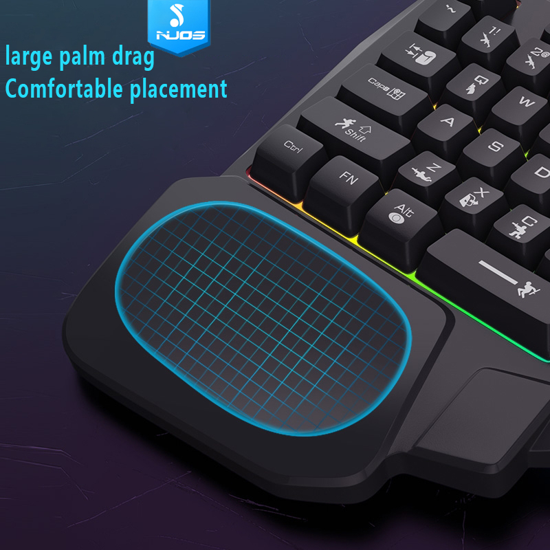 One Hand Ergonomics Gaming Keyboard ACC USB RGB 35 Keys Wired Backlit Portable Mini Game Keypad for Mobile Phone Tablet PUBG