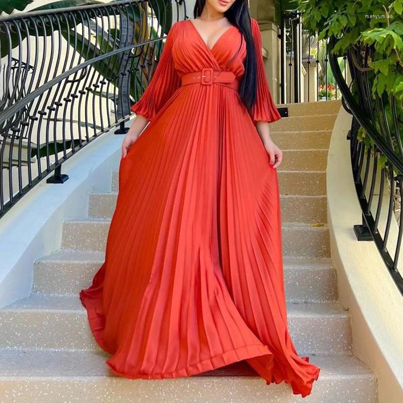 Casual Dresses Sexy V-neck Belt Pleated Long Dress Flare Sleeve High Waist Swing Evening Female Solid Loose Beach Holiday, 02 yellow
Casual Dresses Sexy V-neck Belt Pleated Long Dress Flare Sleeve High Waist Swing Evening Female Solid Loose Beach Holiday, 02 yellow