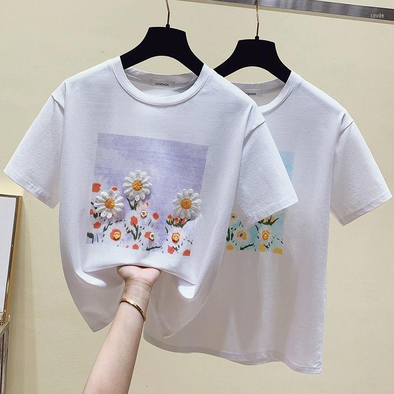 Women' T Shirts White T-shirt Women Kawaii Clothes Summer Embroidery Shirt Female Tops Casual Flower Print Tee Short Sleeve 2023, Green
Women' T Shirts White T-shirt Women Kawaii Clothes Summer Embroidery Shirt Female Tops Casual Flower Print Tee Short Sleeve 2023, Green