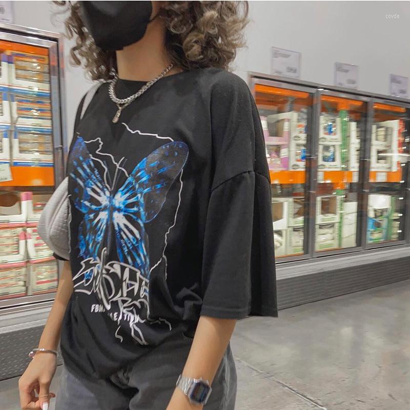 Women' T Shirts Streetwear Women Clothing Butterfly Printed T-shirt Short Sleeve Tops American Retro Style Tees Girls All Match Tee, Black
Women' T Shirts Streetwear Women Clothing Butterfly Printed T-shirt Short Sleeve Tops American Retro Style Tees Girls All Match Tee, Black