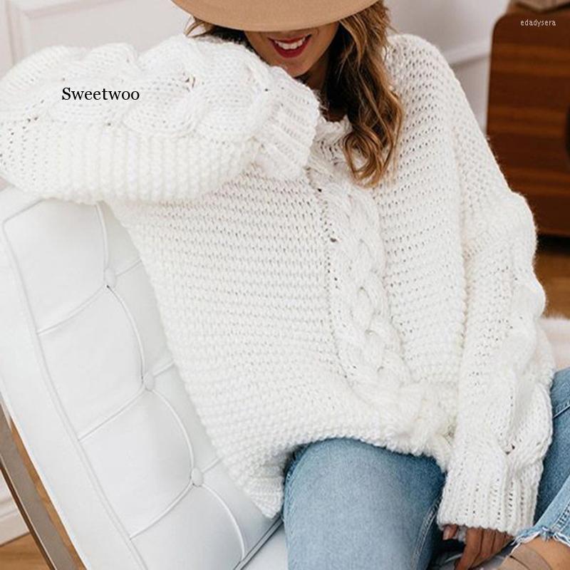 Womens Sweaters Fashion Thickened Sweater Women Autumn Winter Tops Loose Twist Knitted Short Design Pullover Turtleneck Black Female