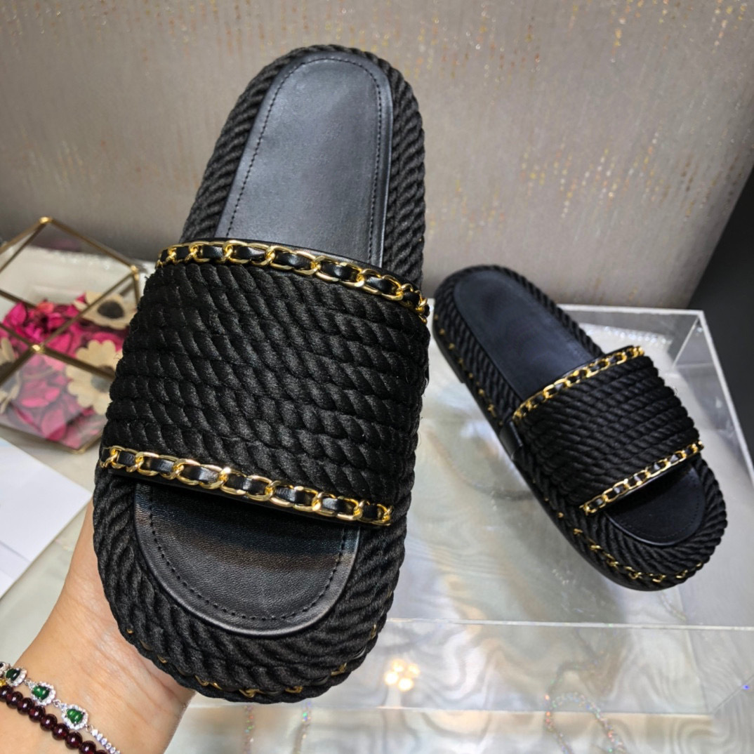 35-41 Women Tweed Sandals Shoes Flats Braided Knit Cord Slides Embroidery Beige Black Gold Chain Wedge Slip On Mule Beach Flip Flops Brand Platform Tweed LOGO Slider, Fill postage
35-41 Women Tweed Sandals Shoes Flats Braided Knit Cord Slides Embroidery Beige Black Gold Chain Wedge Slip On Mule Beach Flip Flops Brand Platform Tweed LOGO Slider, Fill postage
