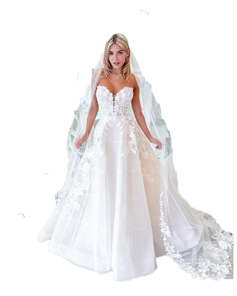 Size Vinatge Plus Lace A Line Wedding Dresses Applique Sweetheart Draped Pleats Illusion Back Sweep Train Bridal Gowns Second Reception Dress Custom M