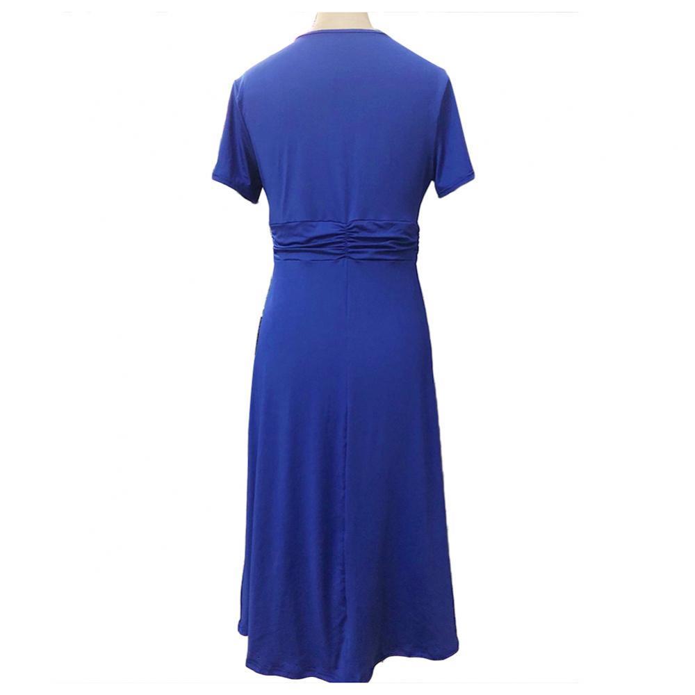 Casual Dresses Elegant Women Solid Color Short Sleeve V Neck Asymmetric Hem Waist Tight Midi Party Dress Ladies Evening Vestidos 230316