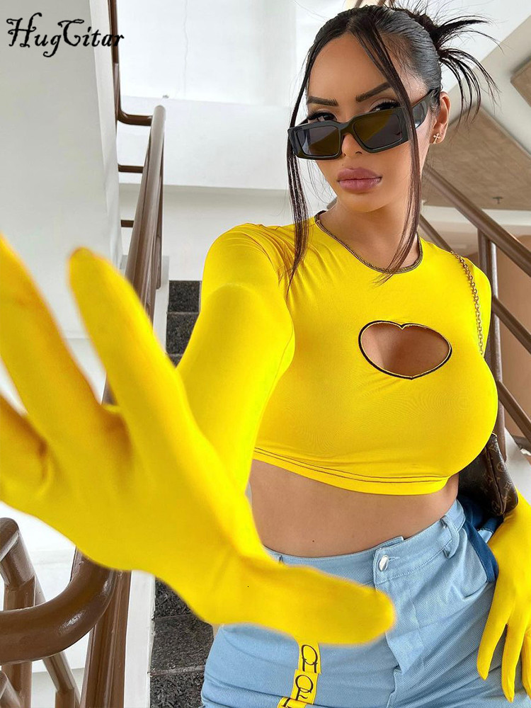 Women's T-Shirt Hugcitar Women Fall Fashion Solid Long Sleeve With Gloves Hollow Out Bodycon Sexy Crop Top Tshirt Vintage Streetwear Y2K Party 230316, Yellow
Women's T-Shirt Hugcitar Women Fall Fashion Solid Long Sleeve With Gloves Hollow Out Bodycon Sexy Crop Top Tshirt Vintage Streetwear Y2K Party 230316, Yellow