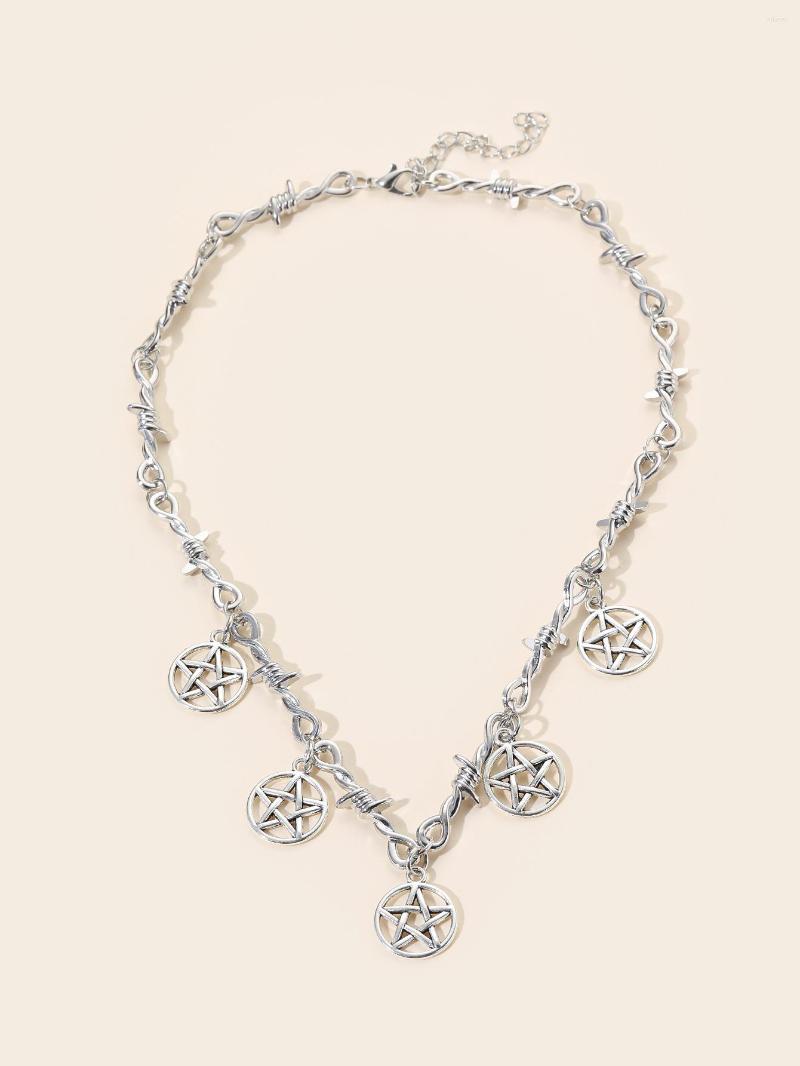 Pendant Necklaces Pentagram Charm Choker Necklace Jewelry Barb Barbed Wire Chain Goth Punk Rock Gothic Silver Color
Pendant Necklaces Pentagram Charm Choker Necklace Jewelry Barb Barbed Wire Chain Goth Punk Rock Gothic Silver Color