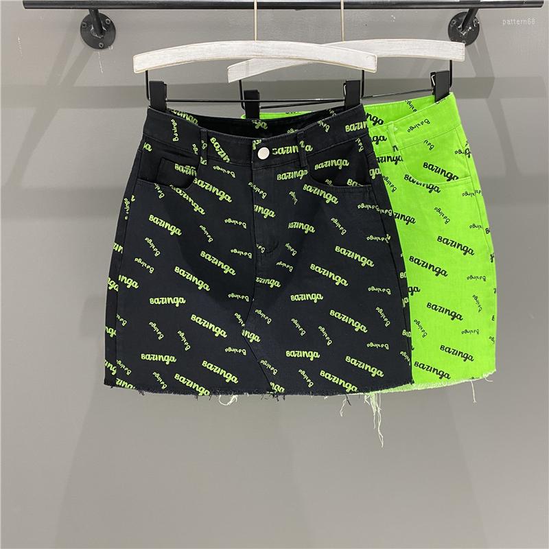 Skirts 2023 Summer Korean Style Fashion Women' High Waist A- Line Skirt Personality Fluorescent Green Letter Print Denim, Black
Skirts 2023 Summer Korean Style Fashion Women' High Waist A- Line Skirt Personality Fluorescent Green Letter Print Denim, Black