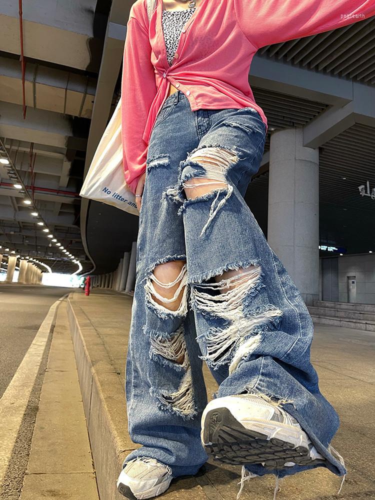 Women' Jeans Femme Women Spring Autumn Ripped High Waist Loose Button Zipper Fashion Street Trousers Female Pants Vaqueros, Blue
Women' Jeans Femme Women Spring Autumn Ripped High Waist Loose Button Zipper Fashion Street Trousers Female Pants Vaqueros, Blue