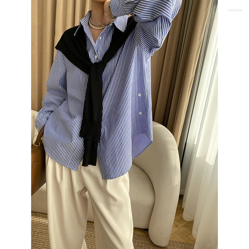 Women's Blouses Fashionable And Elegant Early Spring Long-sleeved Shirt Artistic Sense Of Two Ways To Wear Women's Clothing With A, Blue stripes
Women's Blouses Fashionable And Elegant Early Spring Long-sleeved Shirt Artistic Sense Of Two Ways To Wear Women's Clothing With A, Blue stripes