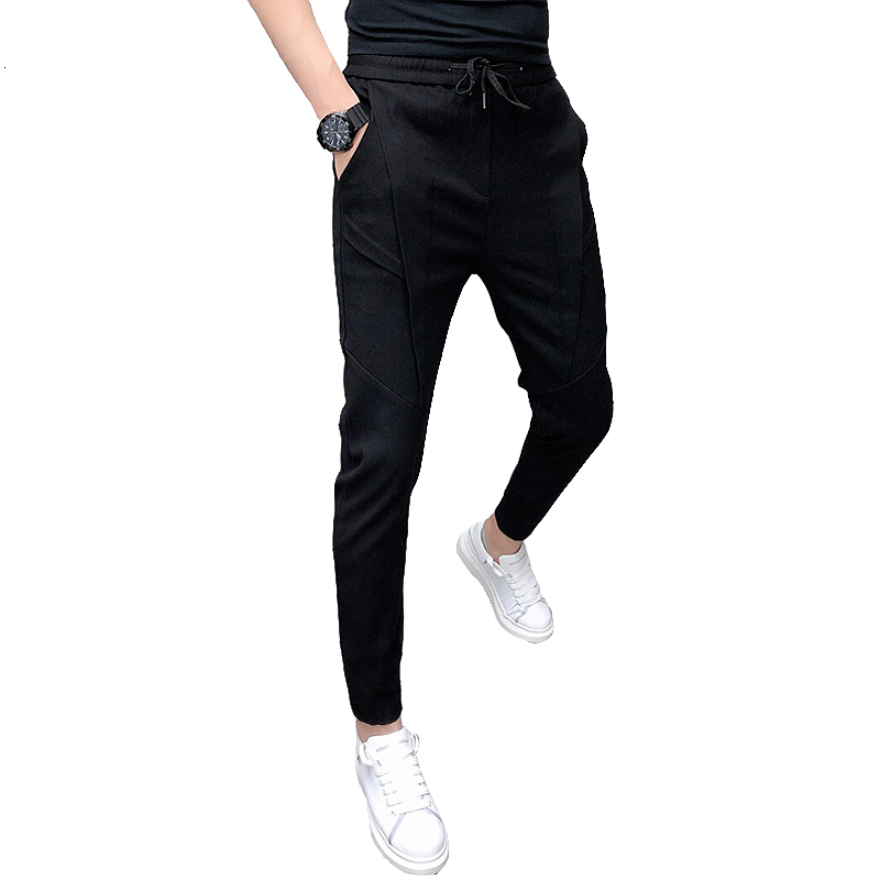 Men's Pants Fashion Korean Solid Joggers Men High Quality Spring Autumn Pants Men Slim Fit Drawstring Mens Casual Pants Black/Gray 36-28 230316