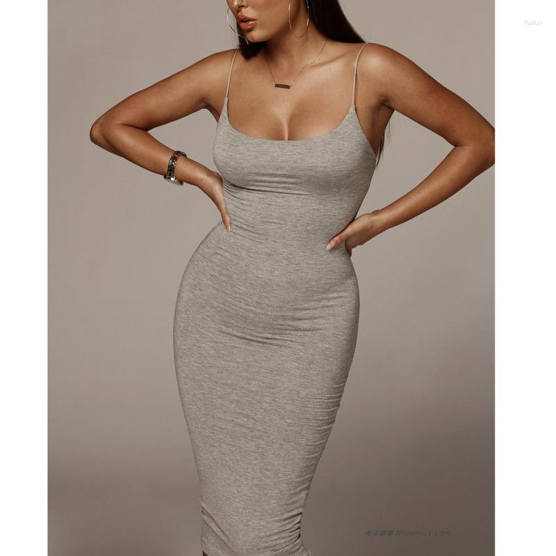 Women' Tanks Retro U-neck Rubber Band Sling Dress Long Slim Slimming Sexy Bottoming Solid Color Hip A666, Light gray
Women' Tanks Retro U-neck Rubber Band Sling Dress Long Slim Slimming Sexy Bottoming Solid Color Hip A666, Light gray