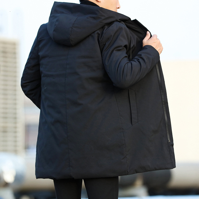 Mens Casual Thicken Warm Trench Coat With Hood Windbreaker Outerwear Jacket For Autumn Winter