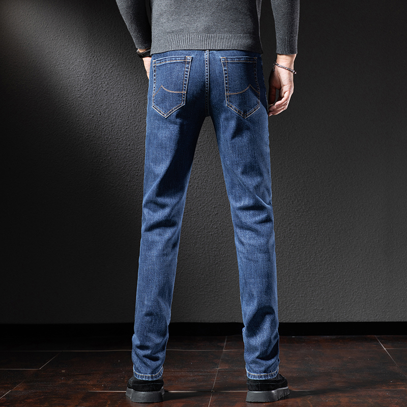 Men's Jeans Spring Autumn Men's Slim Straight Denim Jeans Premium Casual Clothing Simple Cotton Stretch Midweight Jeans Cowboy 230316
