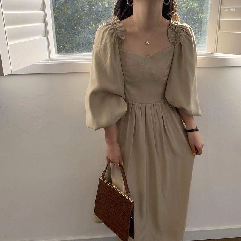 Casual Dresses Soli Color Dress Women French Retro Lantern Sleeve Temperament High Waist 2023autumn Korean Fashion Long-sleeved, Khaki
Casual Dresses Soli Color Dress Women French Retro Lantern Sleeve Temperament High Waist 2023autumn Korean Fashion Long-sleeved, Khaki