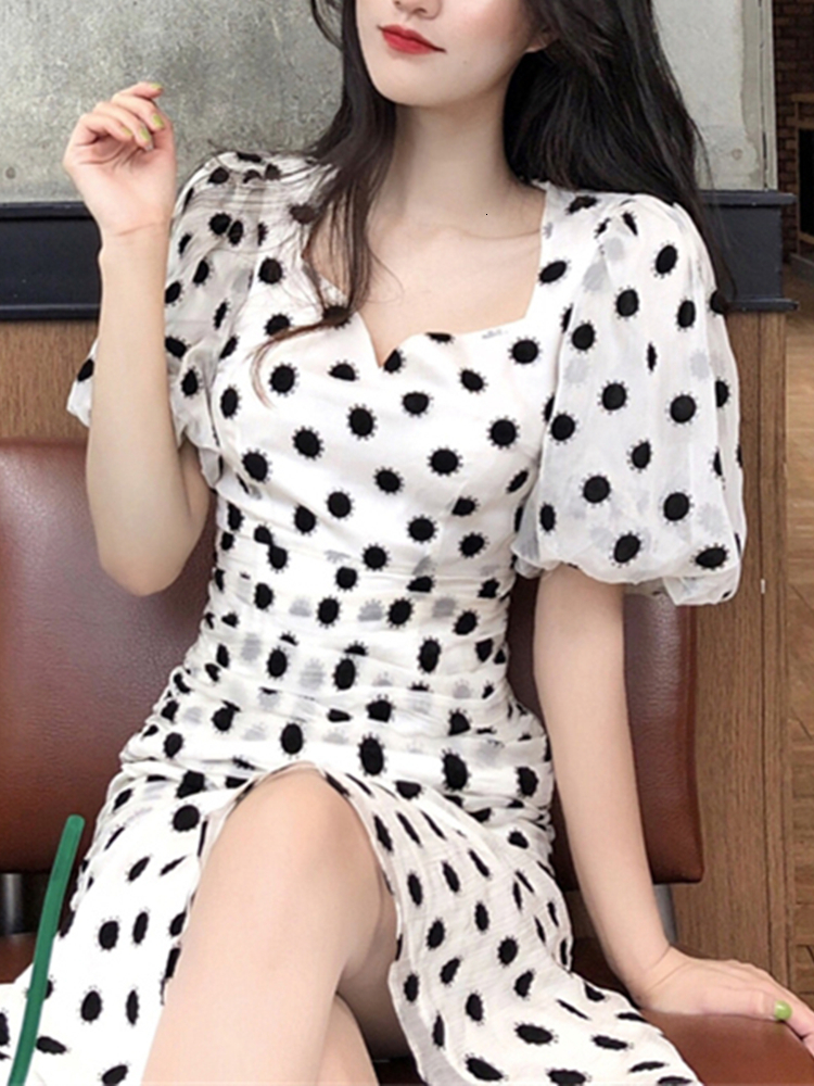 Casual Dresses Women's Summer Dot Print Midi Dress Short Sleeve Elegant Party Vestidos Female Fashion Casual Clothes 230316