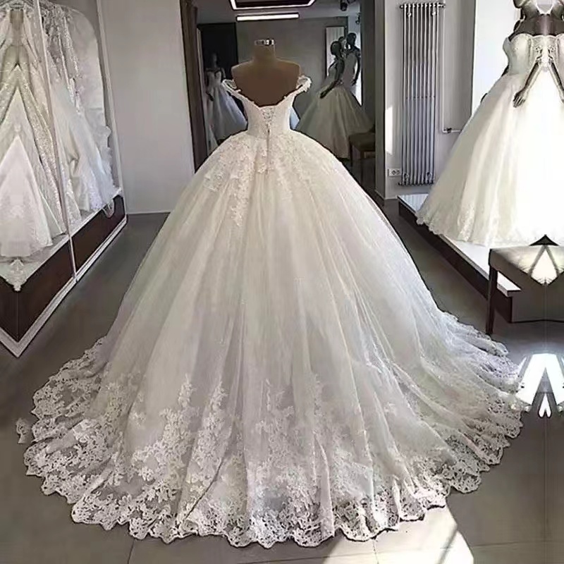 Lace Ball Wedding Dresses Vestios De Novia Gown Applique Illusion Back Country Bride Party Wear Custom Plus Size Bridal Dress 403 6660311