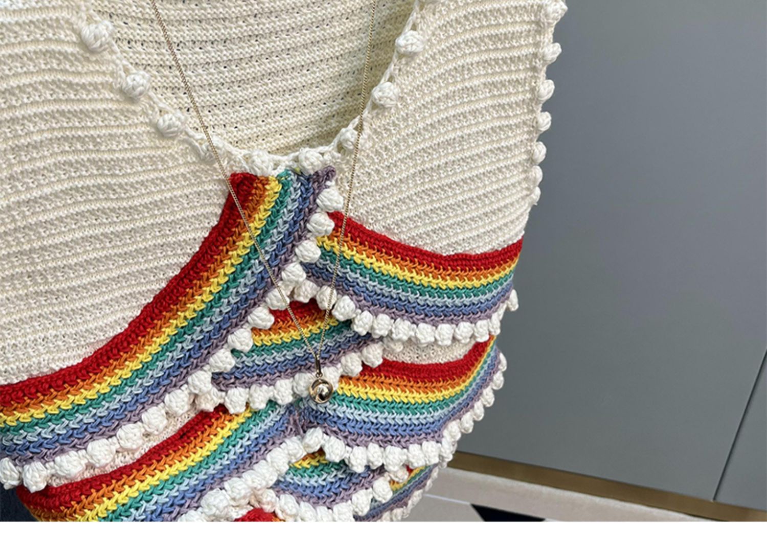 Womens sleeveless frill patched knitted crochet rainbow color crop top tanks camis SMLXL