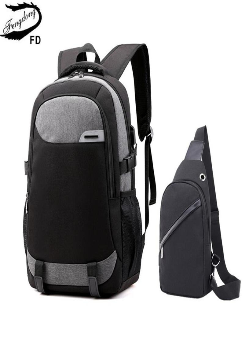 Fengdong big school bags for teenagers boys waterproof large school backpack usb charge boy sling chest bag set reflective strip L1184410, Black
Fengdong big school bags for teenagers boys waterproof large school backpack usb charge boy sling chest bag set reflective strip L1184410, Black