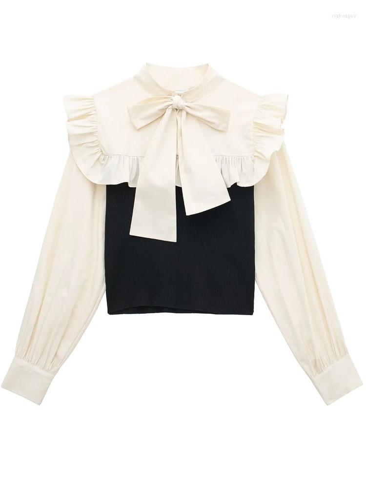 Women' Blouses Knitted Crop Top Women Tied Ruffle Blouse Female Turtleneck Shirts And For Long Sleeve Patchwork Tops, Black
Women' Blouses Knitted Crop Top Women Tied Ruffle Blouse Female Turtleneck Shirts And For Long Sleeve Patchwork Tops, Black