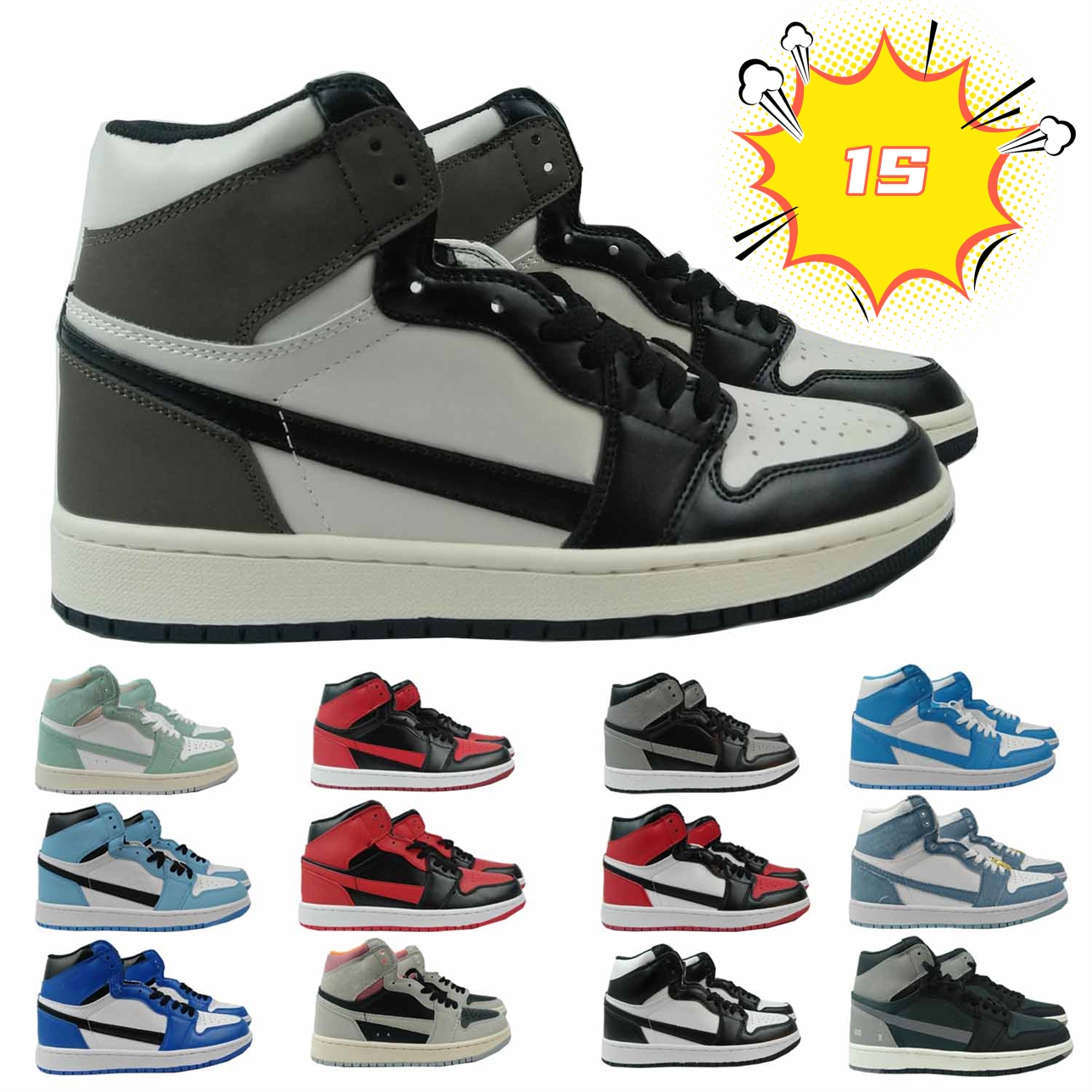 Jumpman 1 1s Men Women Sneakers Basketball Shoes Trainers White Black Panda Gray Misty Varsity Green Laser Orange Syracuse Mummy Maillot Basketball, #j104
Jumpman 1 1s Men Women Sneakers Basketball Shoes Trainers White Black Panda Gray Misty Varsity Green Laser Orange Syracuse Mummy Maillot Basketball, #j104