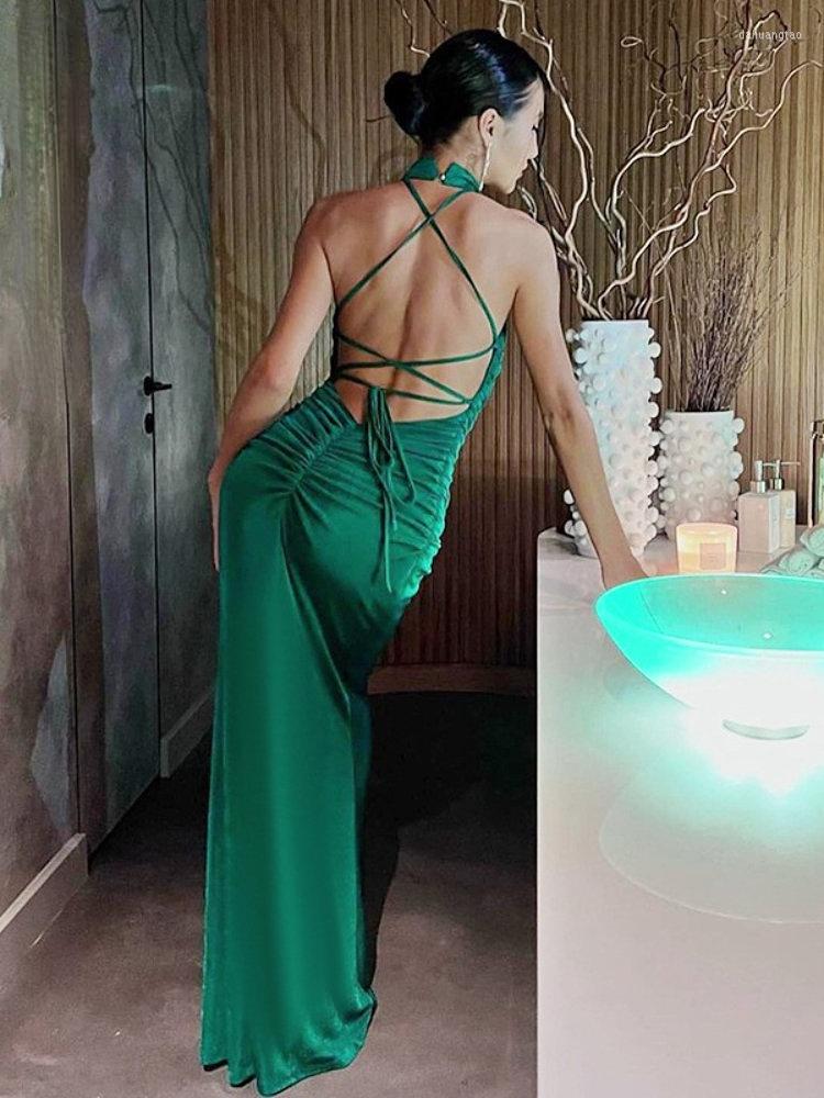 Casual Dresses Elegant Halter Backless Green Maxi Dress For Women 2023 Sexy Wedding Party Bodycon Ruched Long Y2K Nightclub Outfits, Black
Casual Dresses Elegant Halter Backless Green Maxi Dress For Women 2023 Sexy Wedding Party Bodycon Ruched Long Y2K Nightclub Outfits, Black