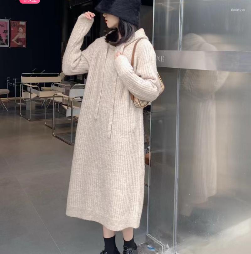 Casual Dresses Loose Hooded Autumn Winter Women Sweater Dress Knitted Mid Length Fashion Solid Long Ladies, Beige
Casual Dresses Loose Hooded Autumn Winter Women Sweater Dress Knitted Mid Length Fashion Solid Long Ladies, Beige