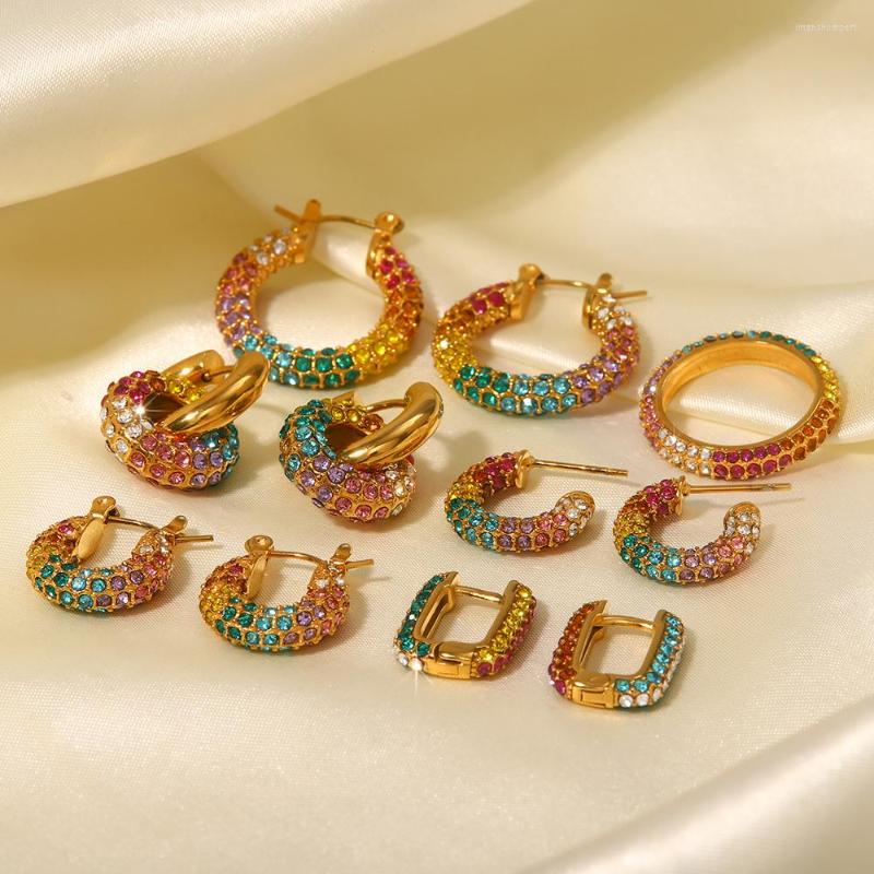 Hoop Earrings Uworld Luxury Bling Colorful Zirconia Inlaid Rings 18K Waterproof PVD Gold Plated Trendy Women Stylish
Hoop Earrings Uworld Luxury Bling Colorful Zirconia Inlaid Rings 18K Waterproof PVD Gold Plated Trendy Women Stylish
